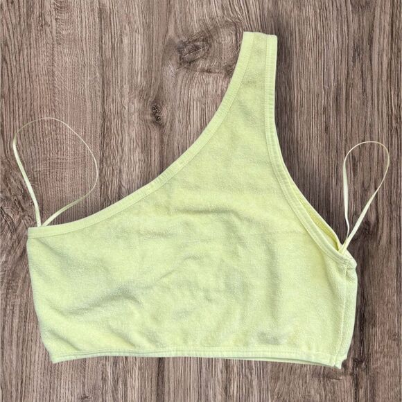 Zara Light Yellow One-Shoulder Crop Top Women’s Size Medium Great Condition - Picture 2 of 7